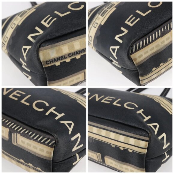 CHANEL Central Station Tote Bag PVC Canvas Black Silver CC Auth BA6549 - Picture 14 of 16